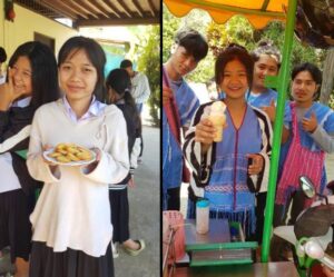 Nong Bua Bible School students enjoying refreshments and                 ice cream in between Bible classes.  